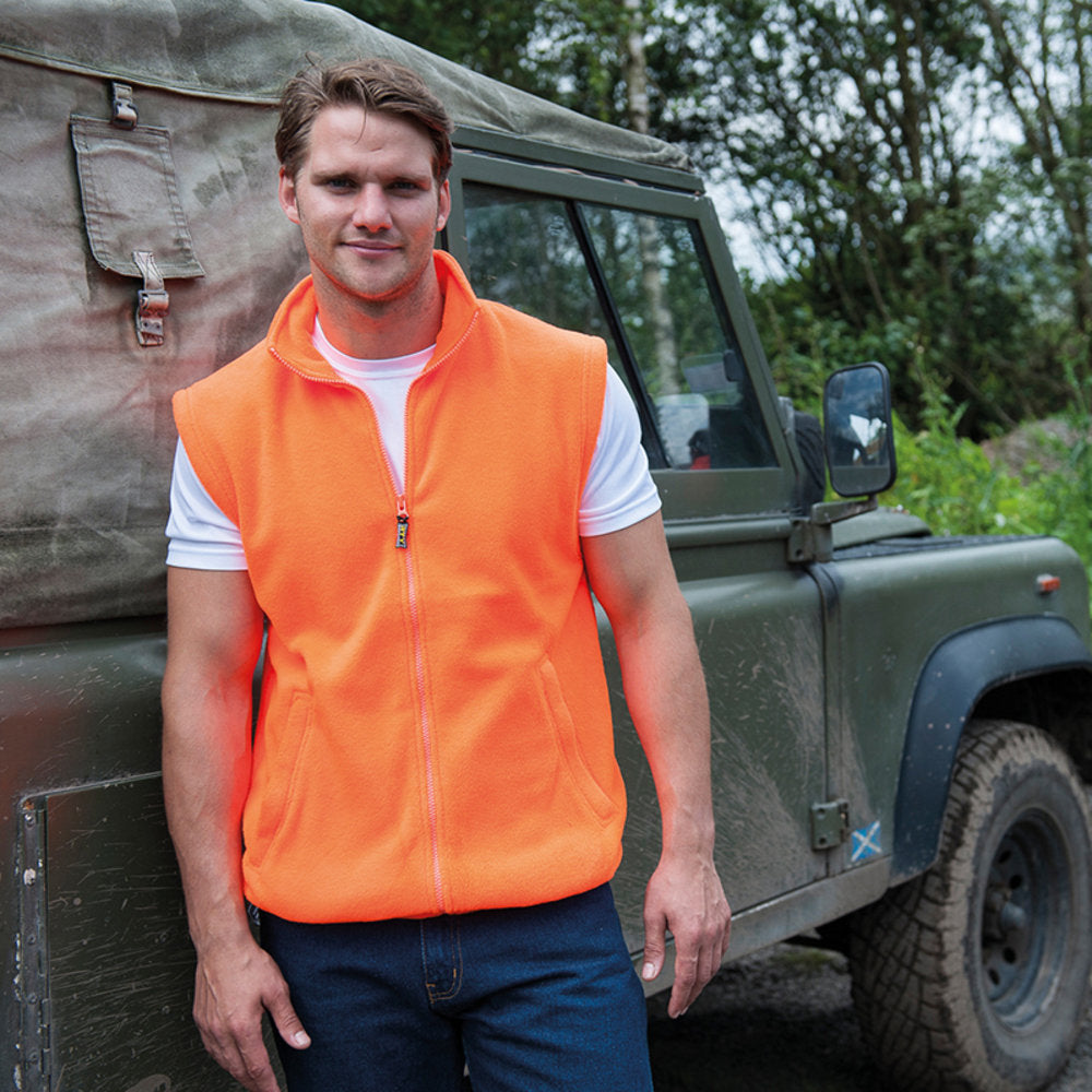 Enhanced Hi Vis Visibility Fleece Gilet in Orange Yellow Small 5XL
