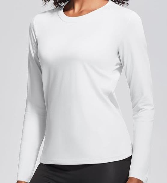 Ladies long sleeve black and white classic basic t-shirt sk011 - Your Factory Outlet