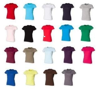 Ladies Stretch Plain Crew Neck Quality T-Shirt 5 Colours Small - XXL SK101