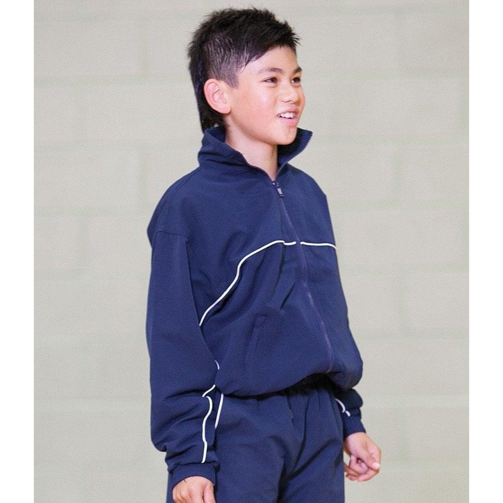 Children's Boy's Lined Track Training Kid's Sport Top Black TL40B