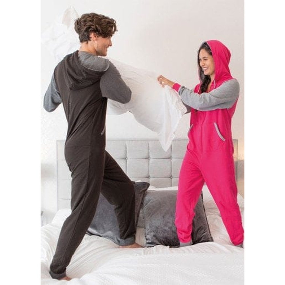 COMFY CO Adults Unisex Two Tone All-In-One Lounge Wear Onesie 6 Colours CC003