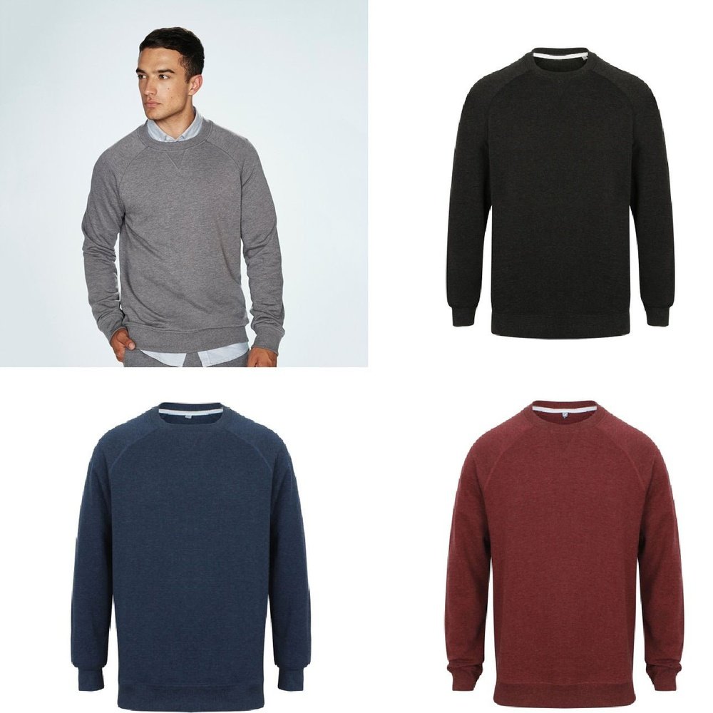 Gents Crew Neck Long Sleeve Slim Fit French Terry Sweatshirt Top FR834