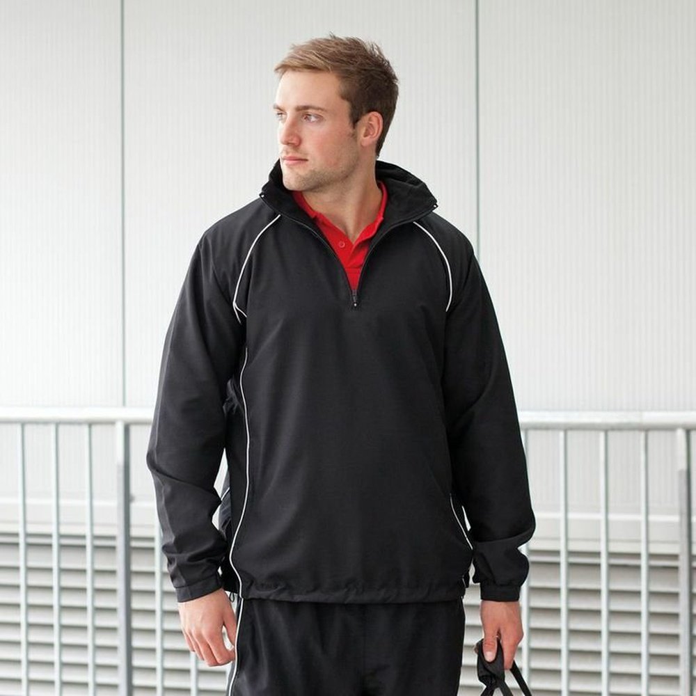 Gents Finden & Hales Track Sports Fleece Lined Overtop Black Navy LV890