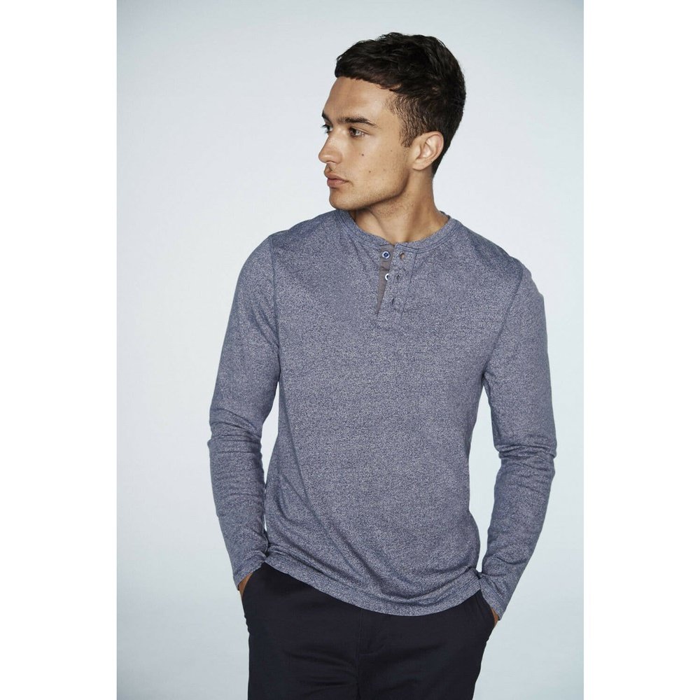 Gent's Washed Long Sleeve Soft Touch Cotton 3 Button T-shirt Men's Top FR130