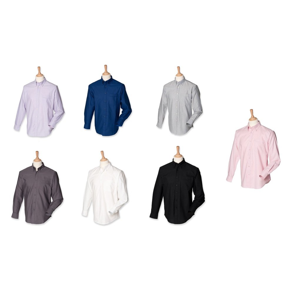 Mens Henbury Classic Long Sleeve Oxford Wrinkle Resistant Dress Shirt H510
