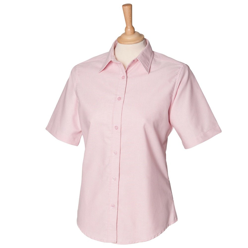 Ladies Henbury Short Sleeve Classic Wrinkle Resistant Cotton Shirt Blouse H516