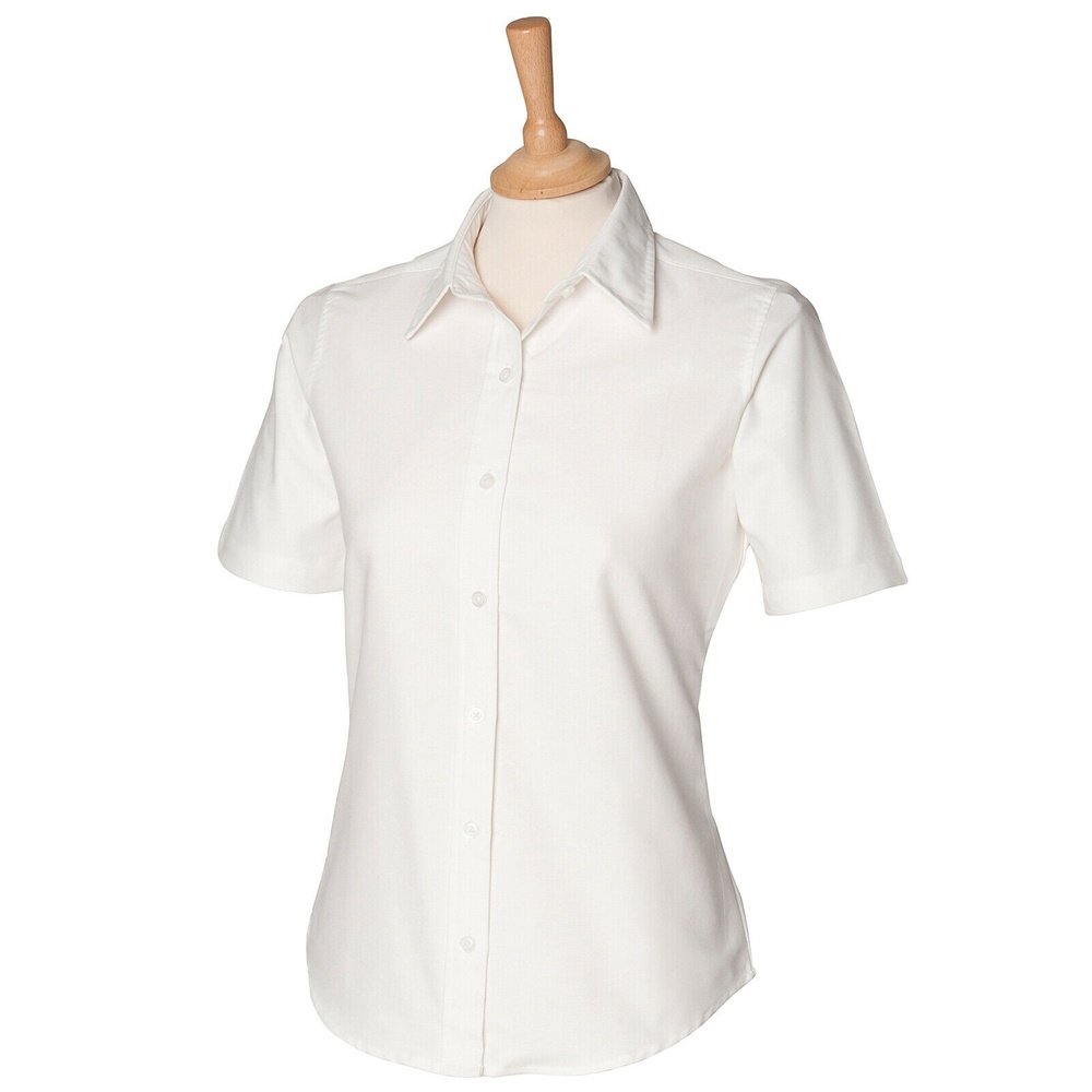 Ladies Henbury Short Sleeve Classic Wrinkle Resistant Cotton Shirt Blouse H516