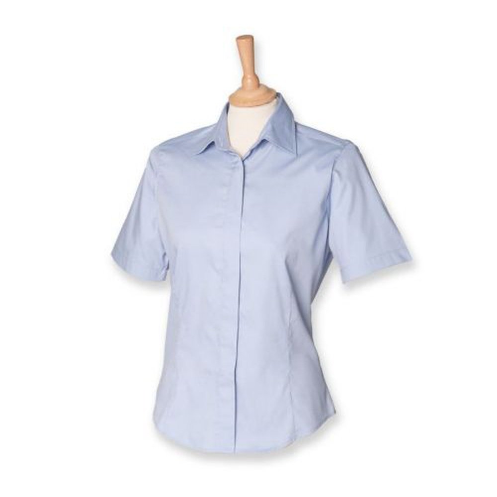 Ladies Henbury Short Sleeve Cotton Mix Easy Care Oxford Shirt Blouse H556