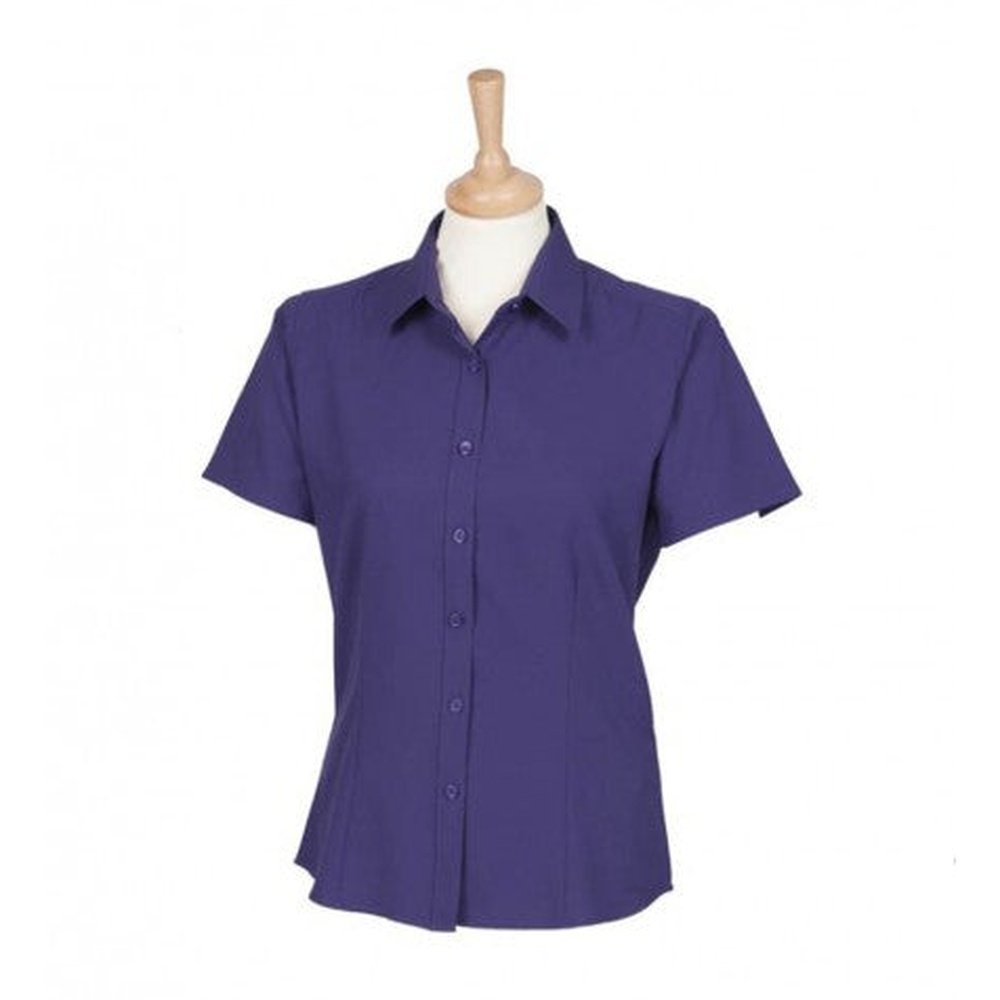 Ladies Anti-Bacterial Easy Care Minimal Iron Short Sleeve Blouse Shirt H596