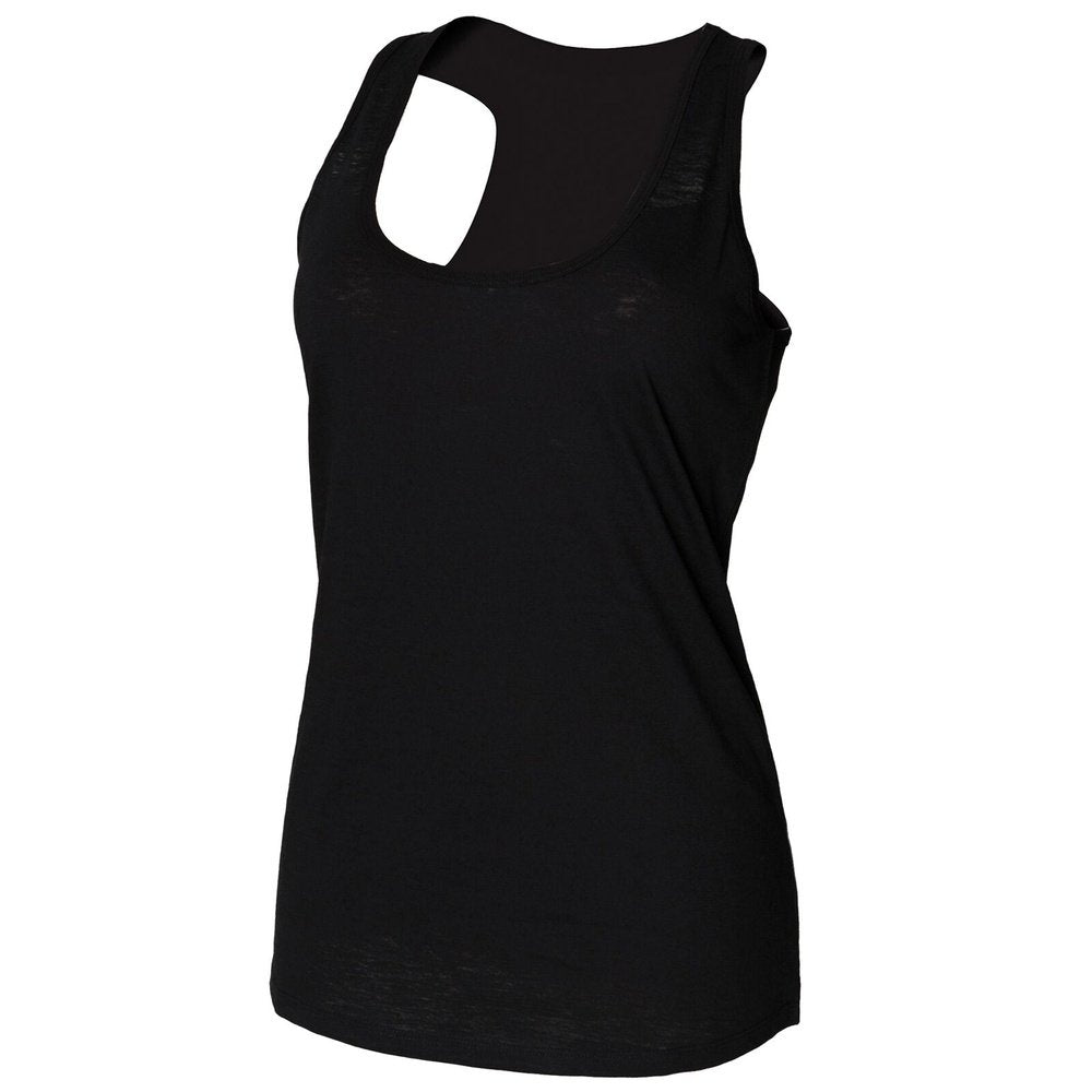 Ladies Cotton Slub Vest Racer Back Sleeveless Top White Black SK283