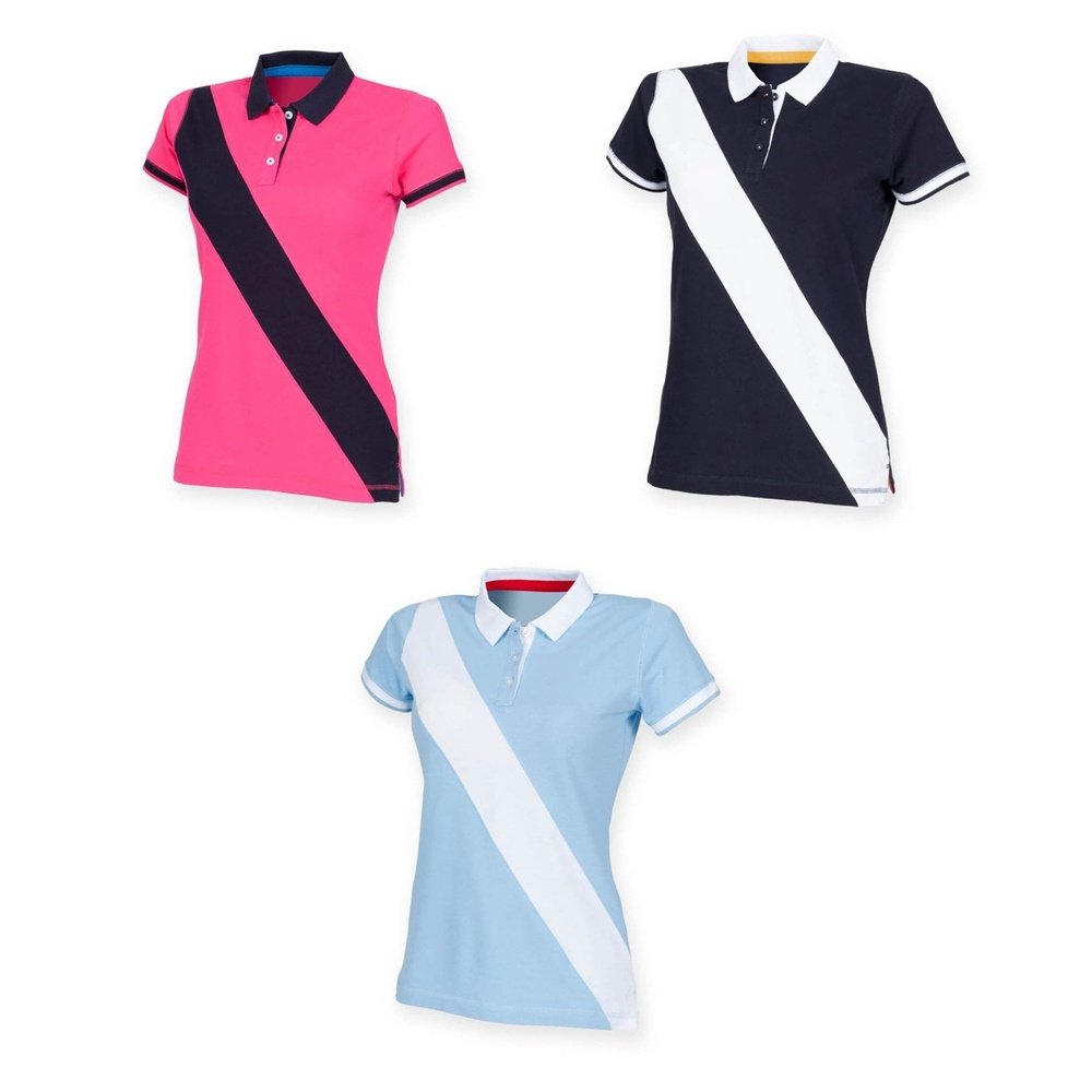 Ladies Front Row Womens Cotton Diagonal Stripe Polo Shirt FR213