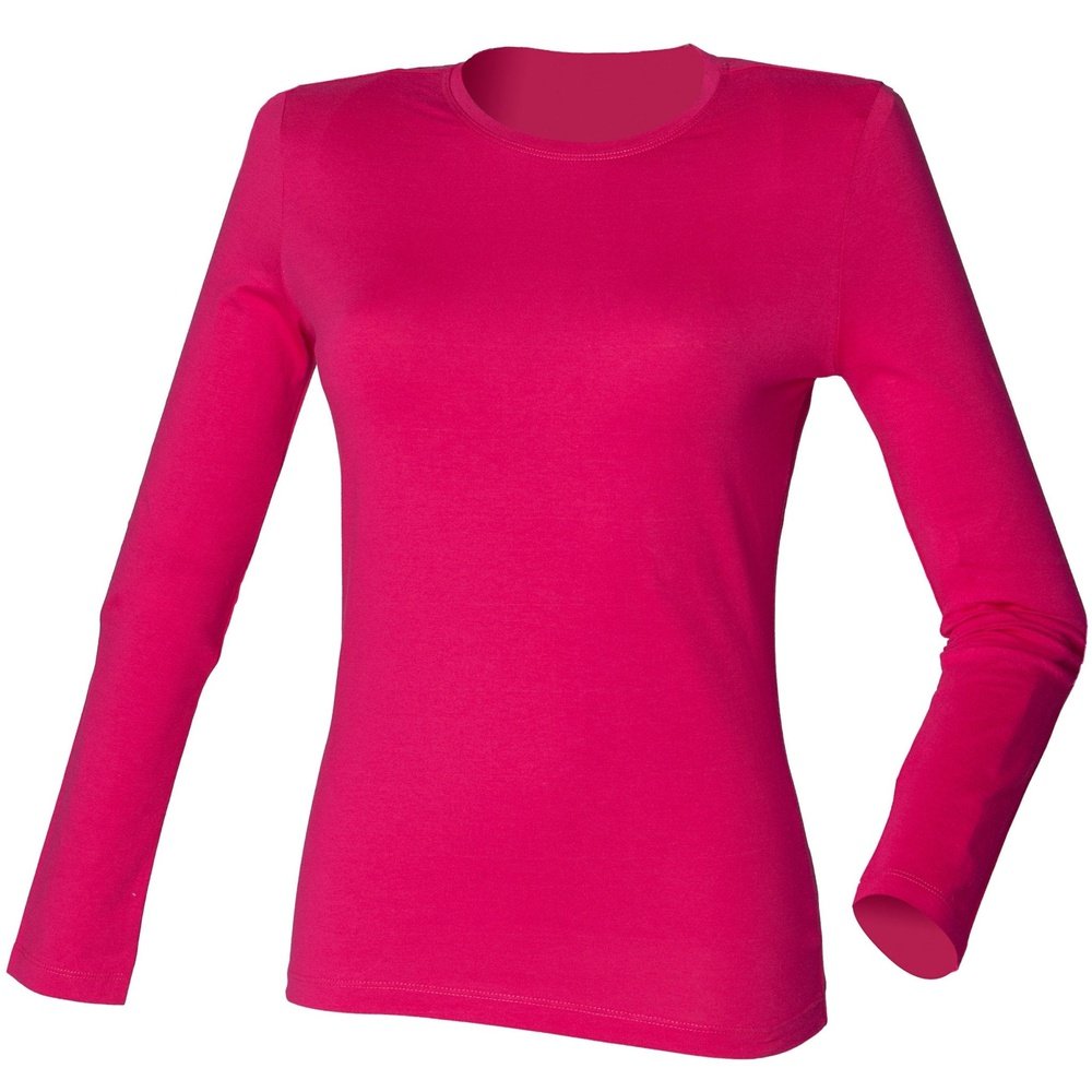 Ladies long sleeve Stretch Cotton T-shirt Women's Crew Neck Top SK111