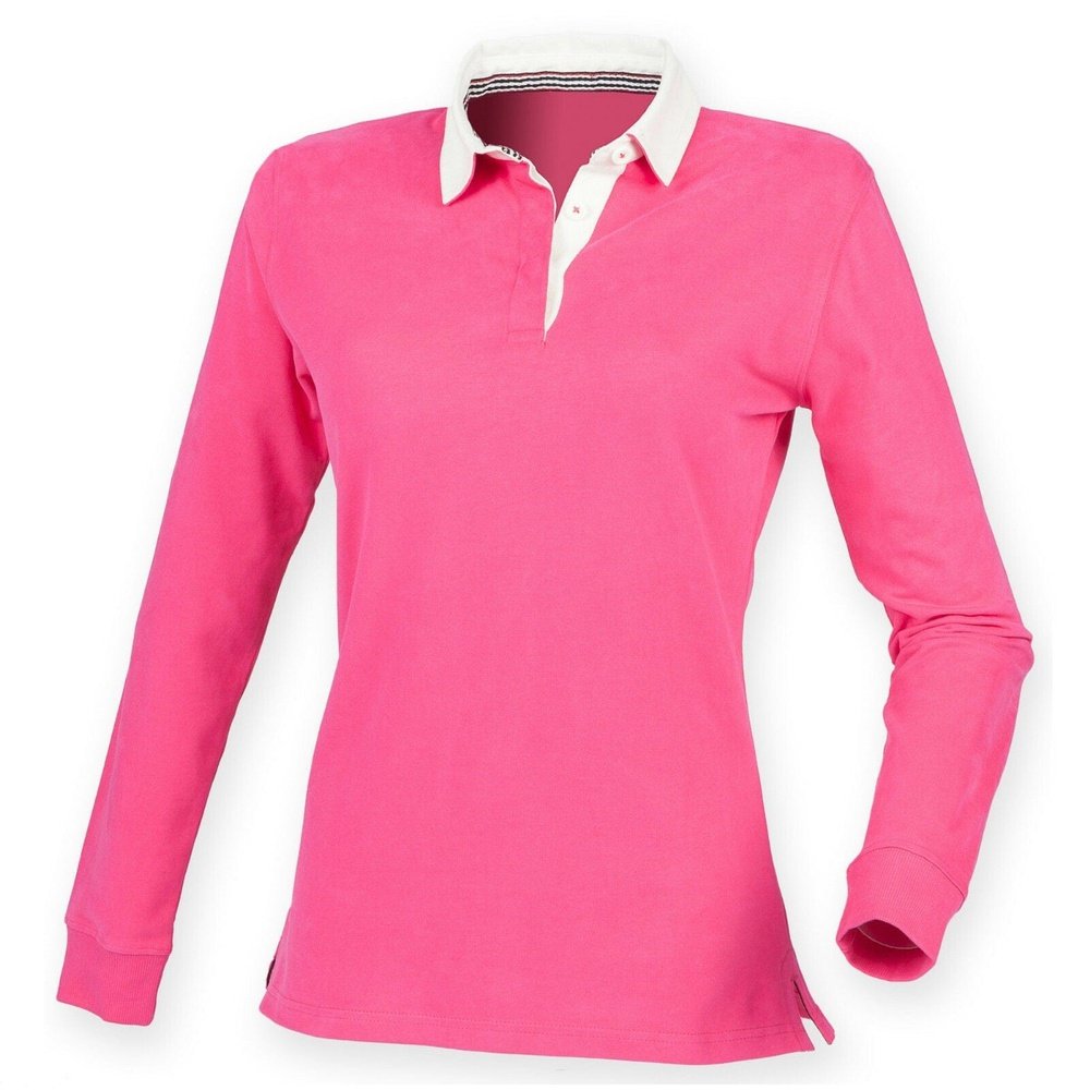Ladies Premium Slim fit Super Soft Long Sleeve Rugby Shirt Women's Top FR105