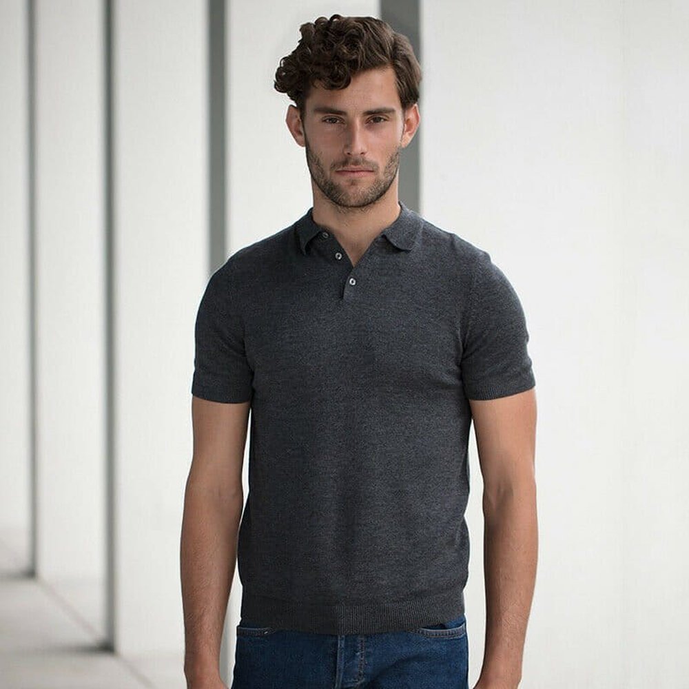 Men's Cotton Blend Fine Knit Short Sleeve Smart Polo Shirt H716