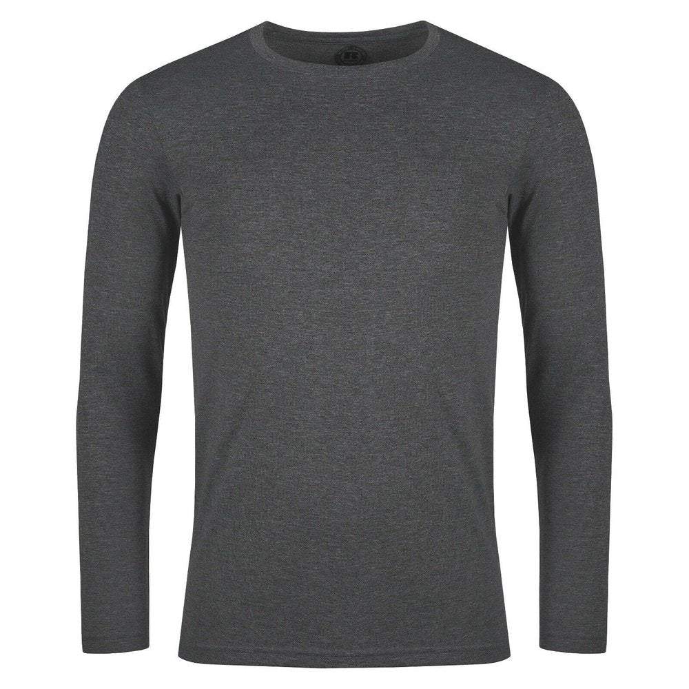 Mens Russell Athletic Long Sleeve Crew Neck Plain T-Shirt Top 167M