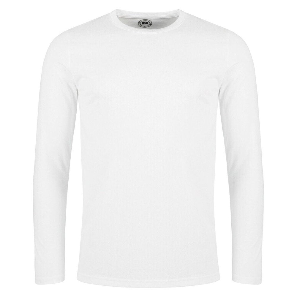 Mens Russell Athletic Long Sleeve Crew Neck Plain T-Shirt Top 167M