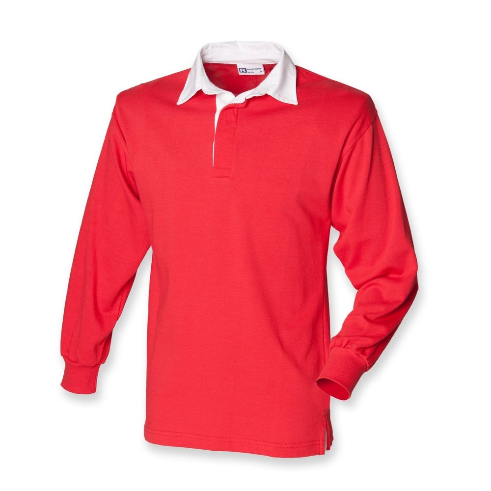 New Gents Long sleeve Plain Front Row Rugby Shirt Top FR100