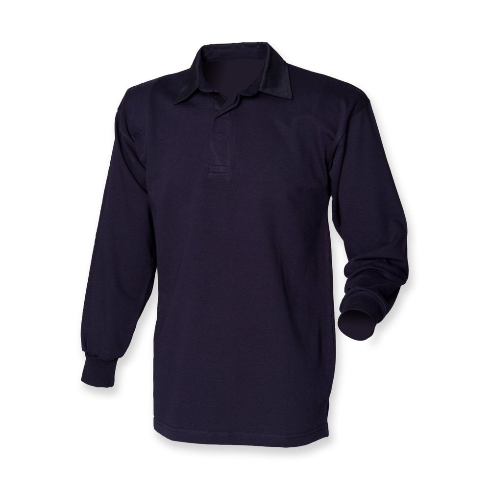 New Gents Long sleeve Plain Front Row Rugby Shirt Top FR100