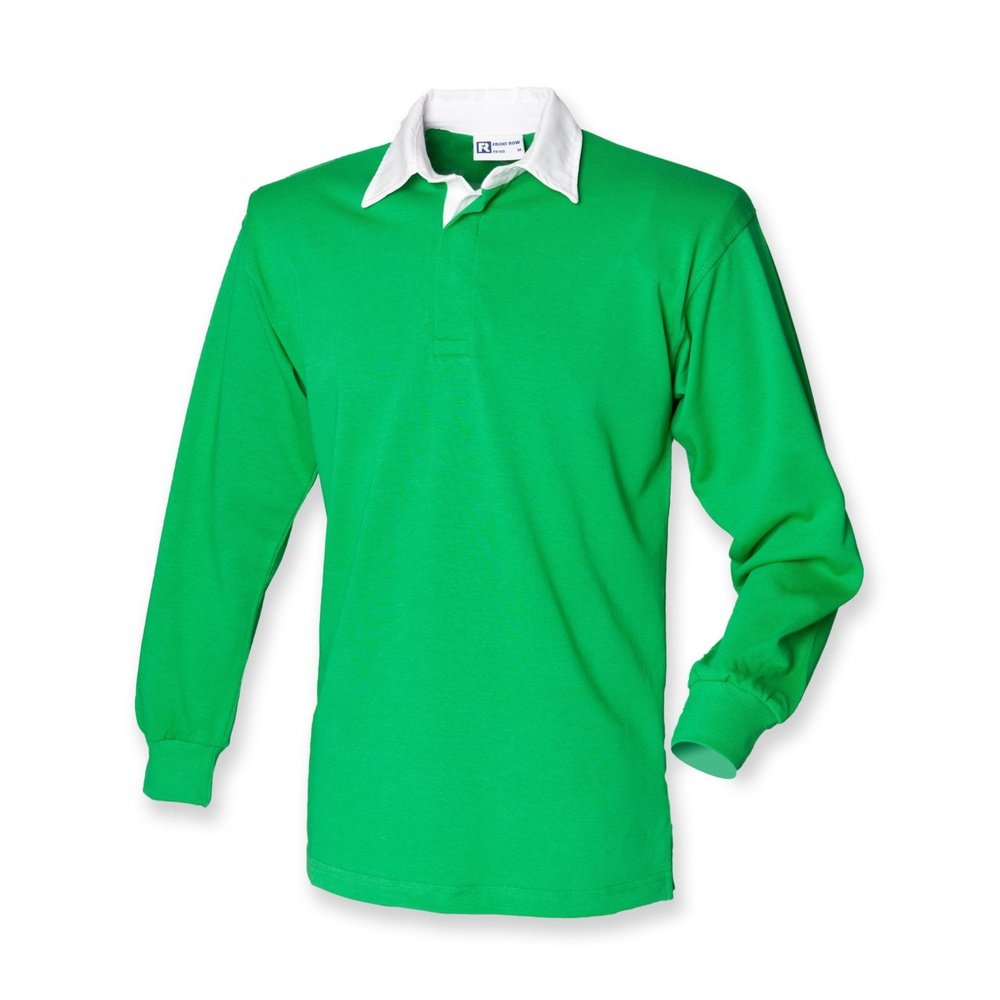 New Gents Long sleeve Plain Front Row Rugby Shirt Top FR100