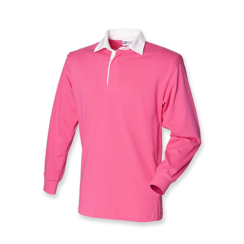 New Gents Long sleeve Plain Front Row Rugby Shirt Top FR100