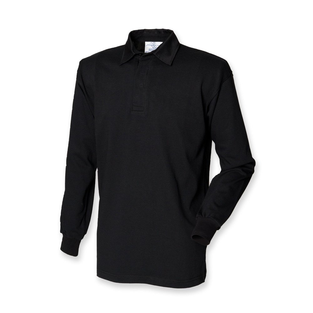 New Gents Long sleeve Plain Front Row Rugby Shirt Top FR100