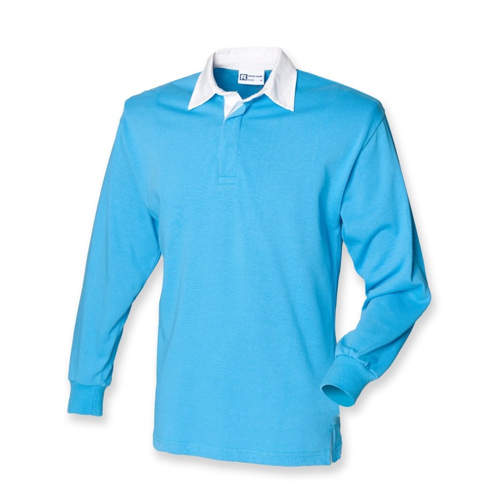 New Gents Long sleeve Plain Front Row Rugby Shirt Top FR100