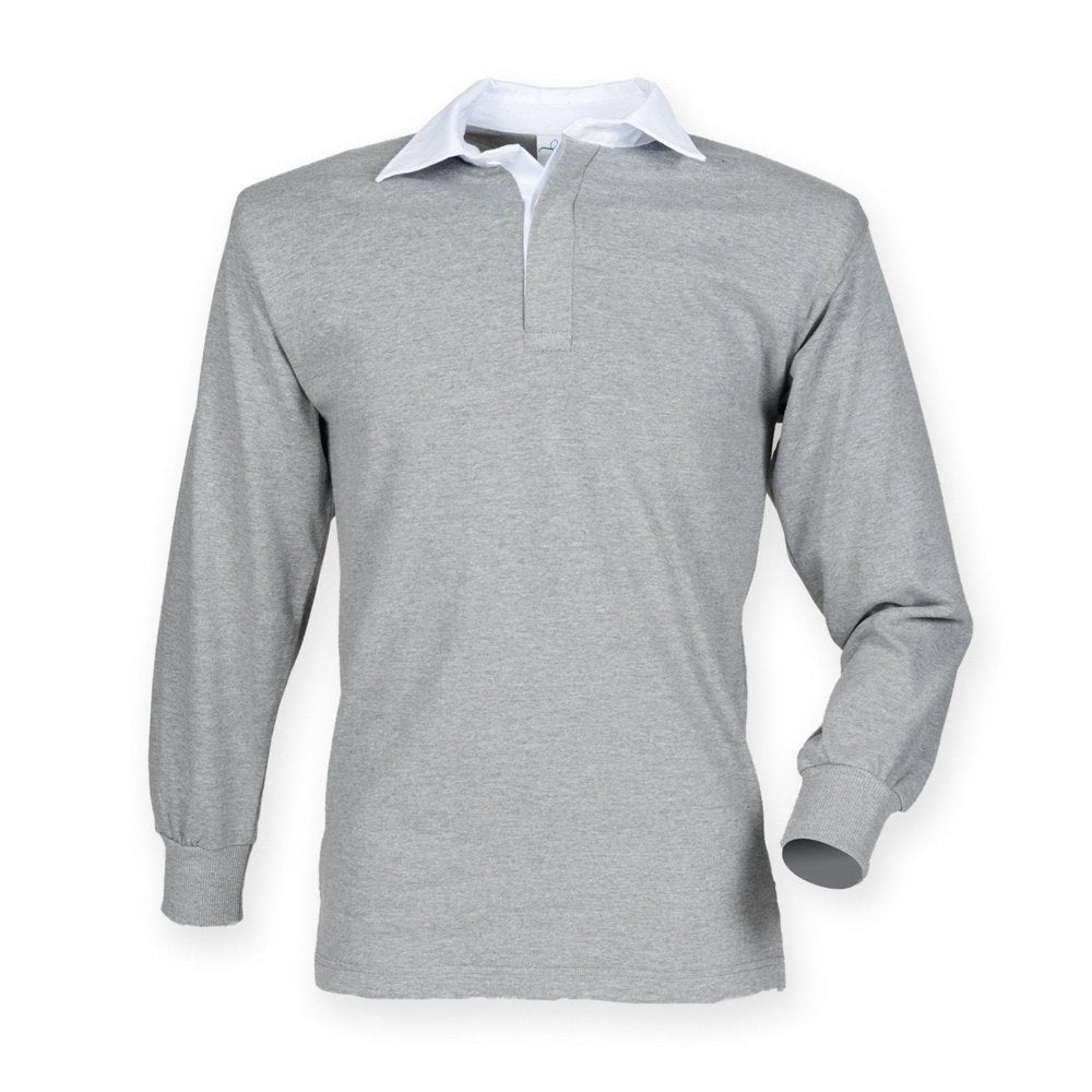 New Gents Long sleeve Plain Front Row Rugby Shirt Top FR100
