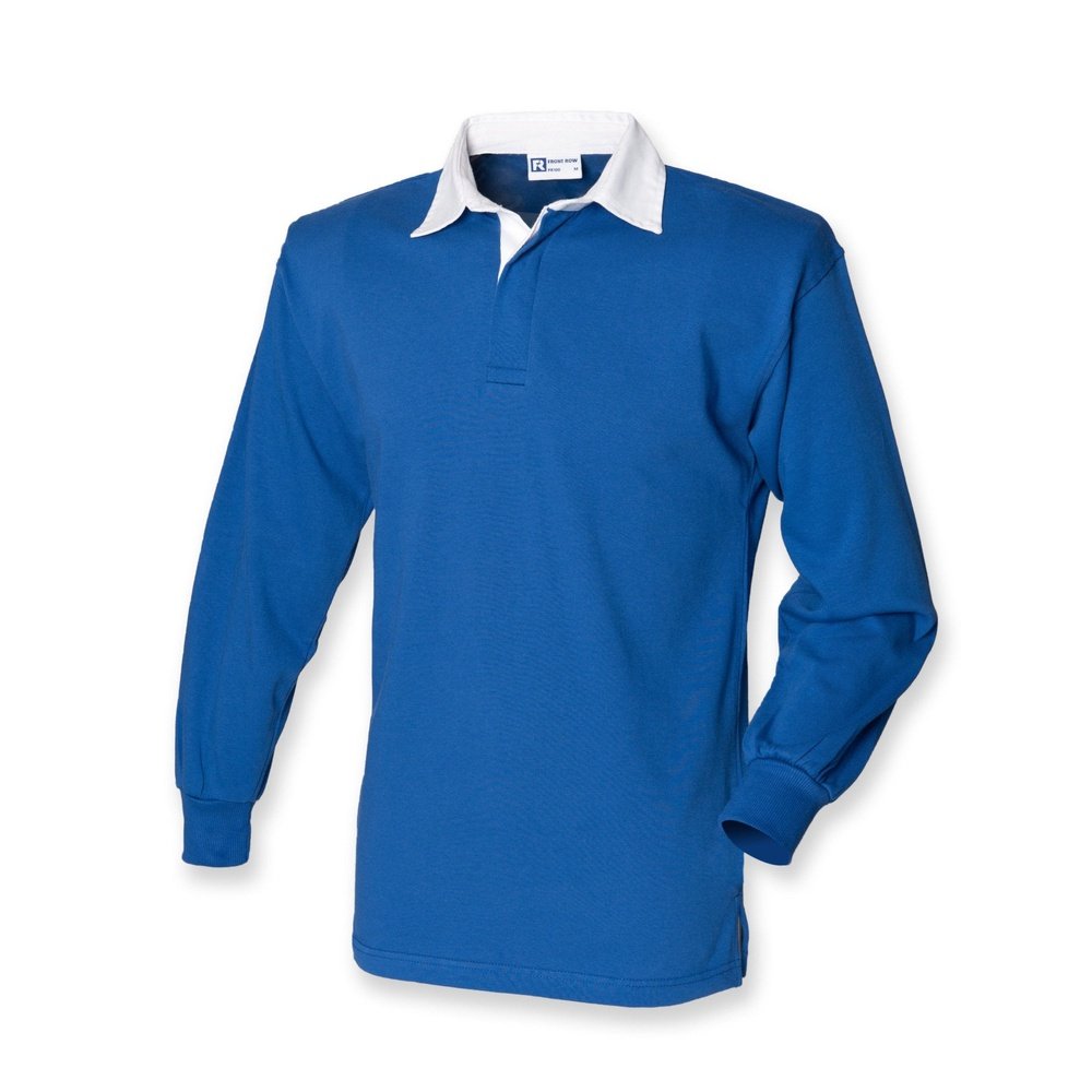 New Gents Long sleeve Plain Front Row Rugby Shirt Top FR100