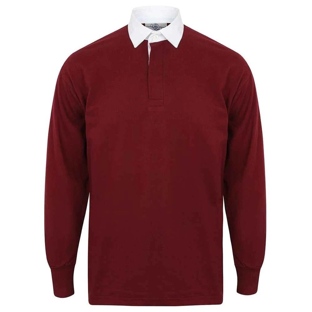 New Gents Long sleeve Plain Front Row Rugby Shirt Top FR100