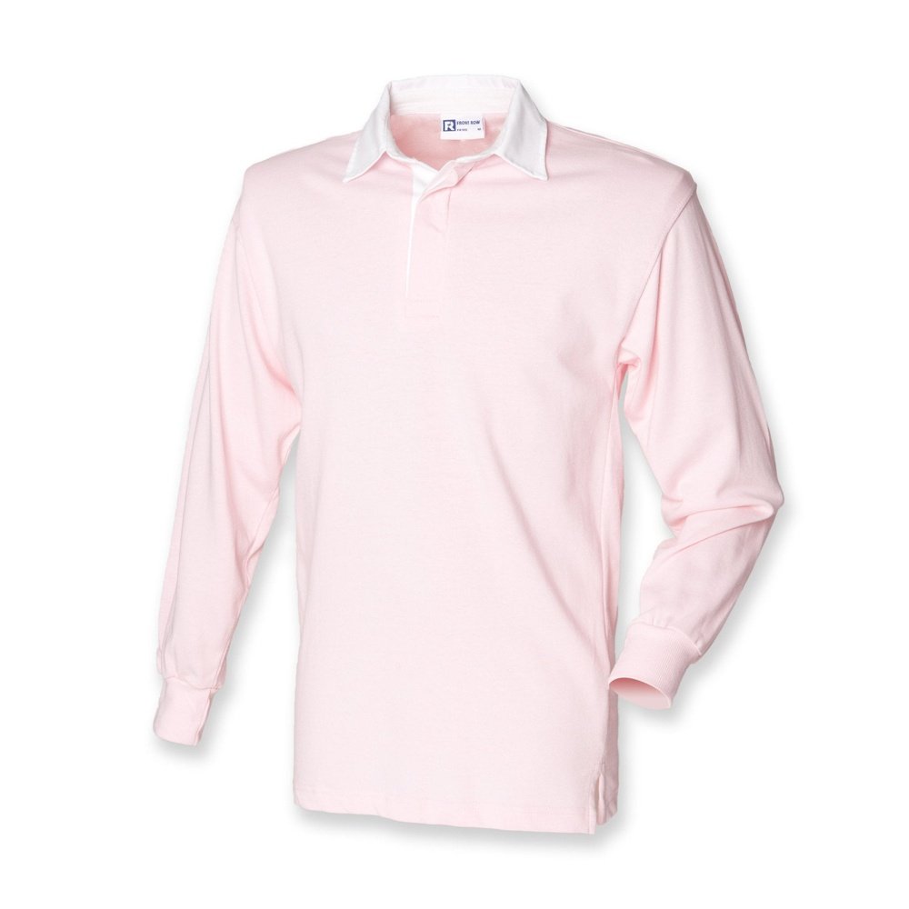 New Gents Long sleeve Plain Front Row Rugby Shirt Top FR100