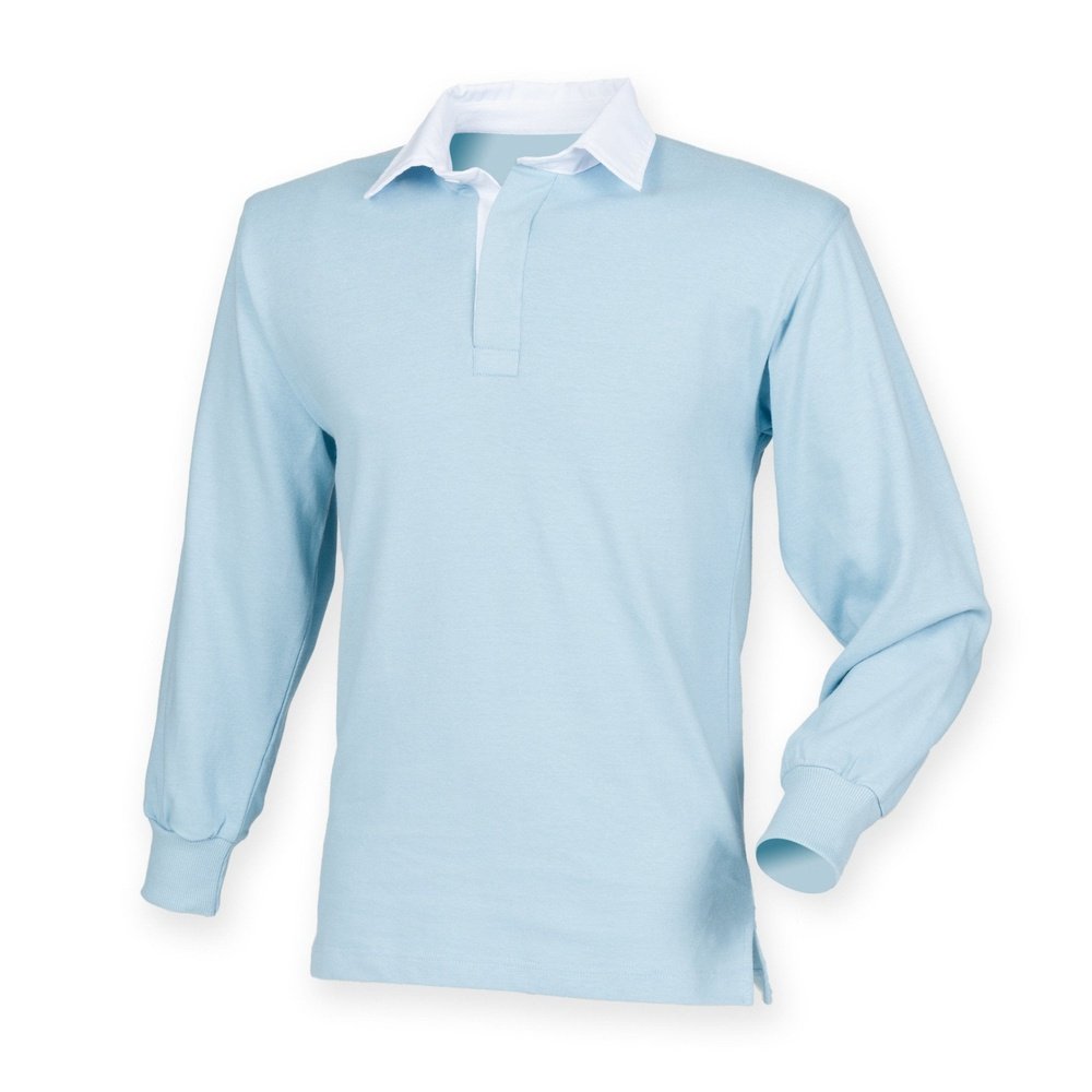 New Gents Long sleeve Plain Front Row Rugby Shirt Top FR100