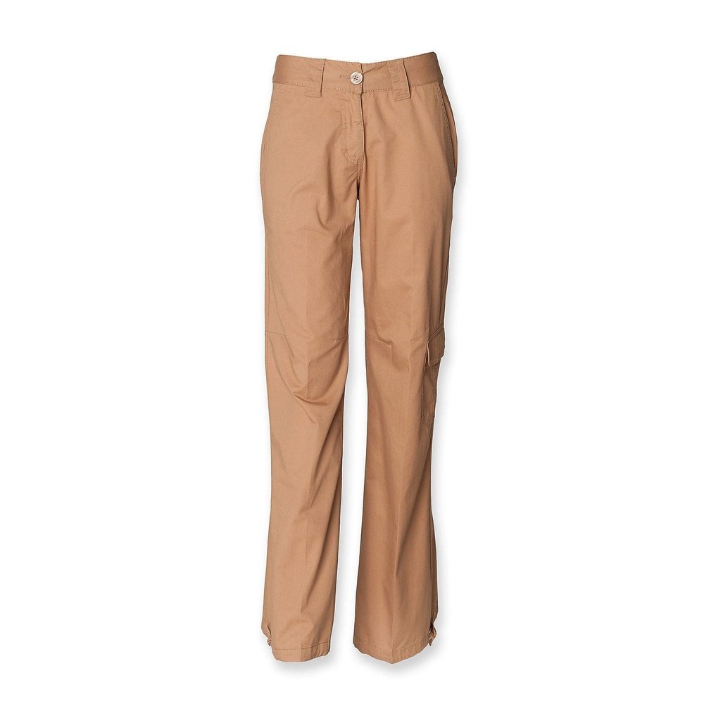 New Ladies Womens Workwear Casual Cotton Cargo Trousers Sand SK65