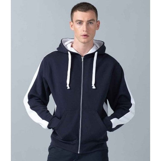 Men's full zip contrast hooded sweatshirt more colours available LV330