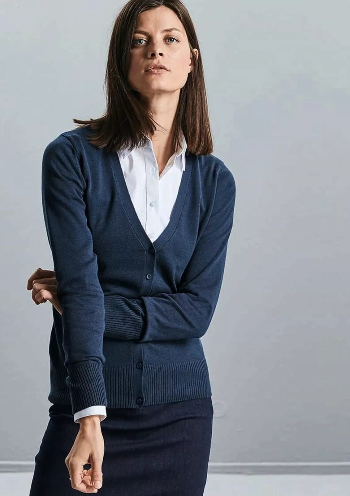 Russell Ladies V Neck Cardigan 715f