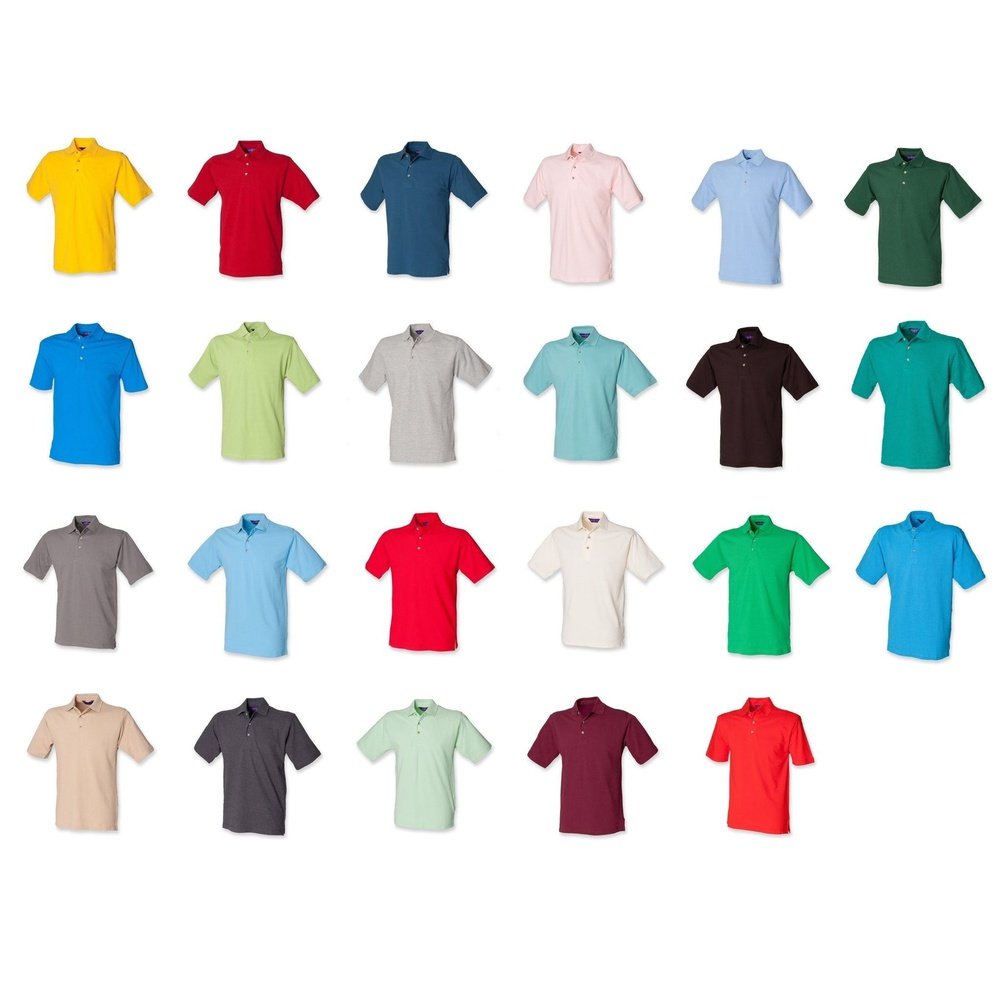 New Mens Gents Henbury Classic Cotton Polo T-Shirt Top SMALL - 3XL H100