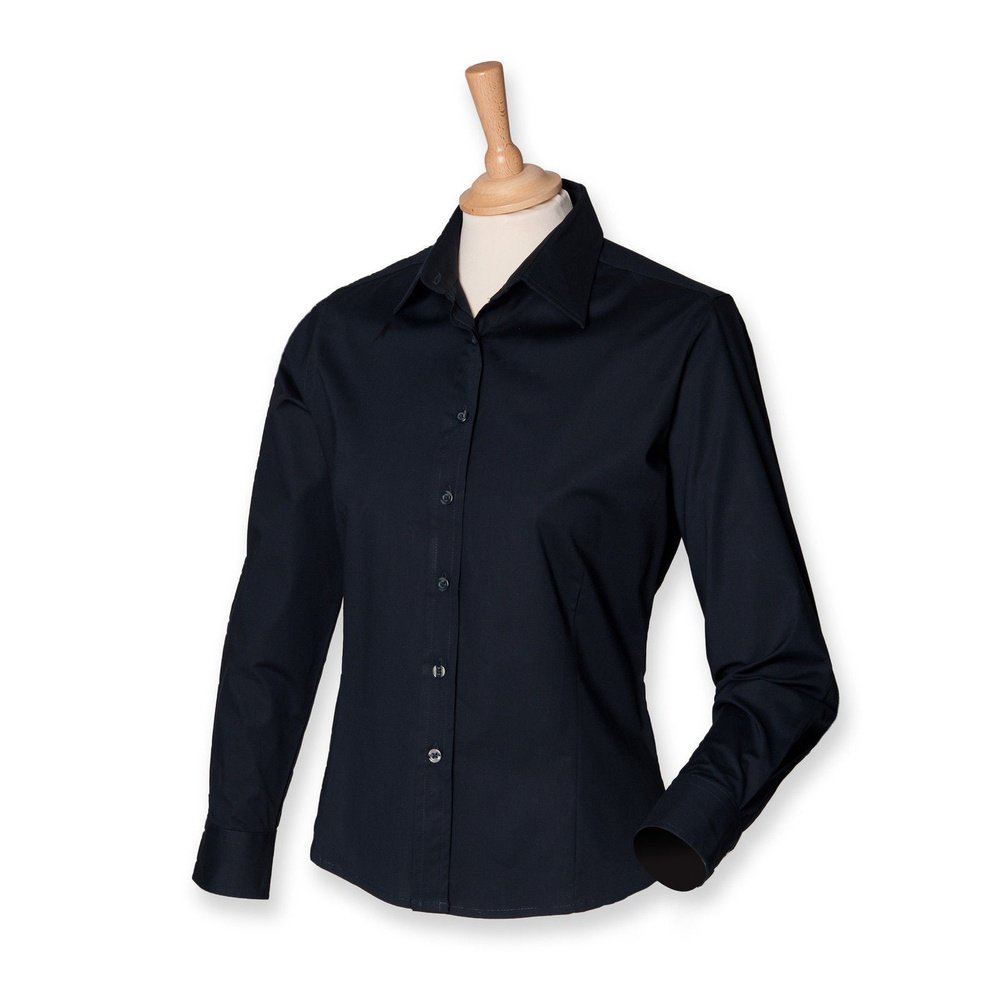 Ladies Stretch Long Sleeved Blouse Shirt Black White RRP - 19.99 H541