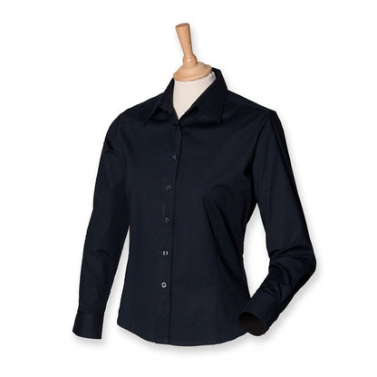 Ladies Stretch Long Sleeved Blouse Shirt Black White RRP - 19.99 H541