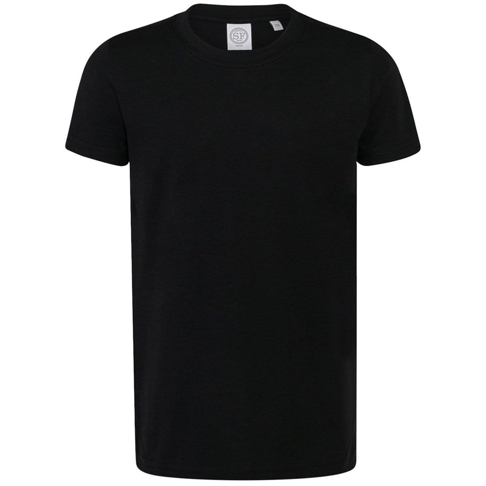 Kids Longer Length Dipped Hem Soft Cotton Short Sleeve T-Shirt Black White SM258