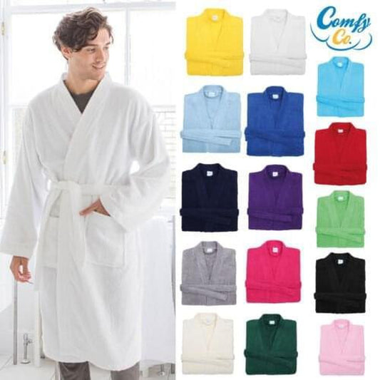 Adults Comfy Co Soft and Cosy Towelling Kimono Robe Dressing Gown CC020