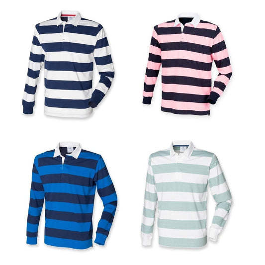 Boys Long Sleeved Striped Cotton Rugby Shirt Top 11/12 13/14yrs FR110