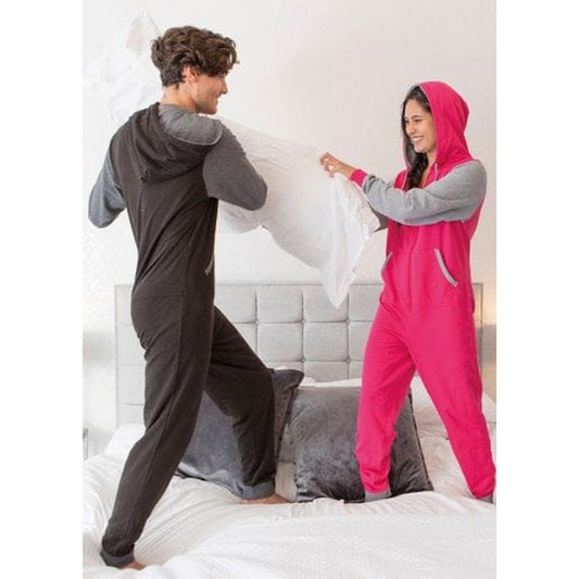 COMFY CO Adults Unisex Two Tone All-In-One Lounge Wear Onesie 6 Colours CC003