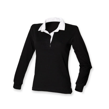 Front Row Self Coloured Ladies Long Sleeve Cotton Rugby Shirt FR77