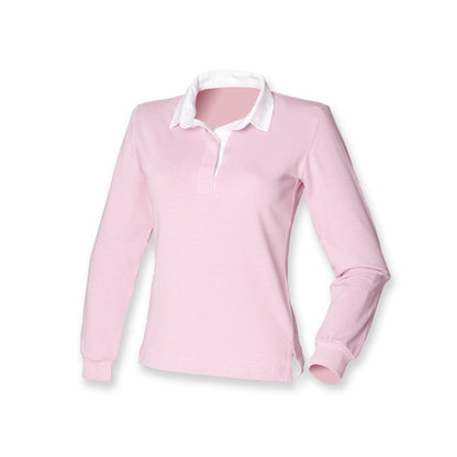 Front Row Self Coloured Ladies Long Sleeve Cotton Rugby Shirt FR77