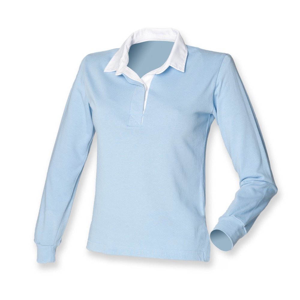Front Row Self Coloured Ladies Long Sleeve Cotton Rugby Shirt FR77