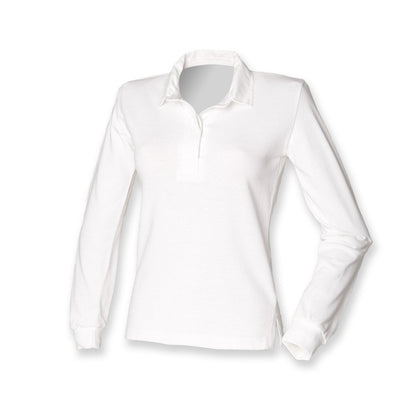 Front Row Self Coloured Ladies Long Sleeve Cotton Rugby Shirt FR77