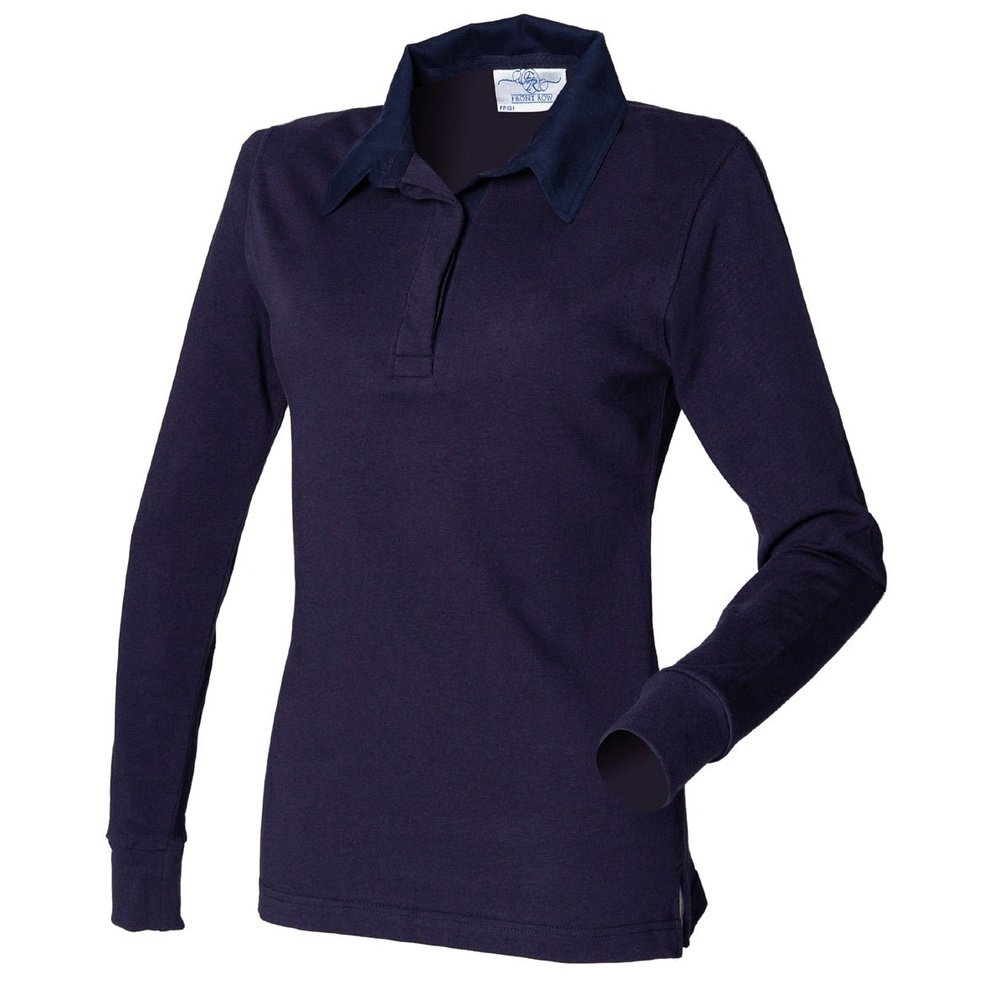 Front Row Womens Ladies Long Sleeve Plain Rugby Shirt FR101