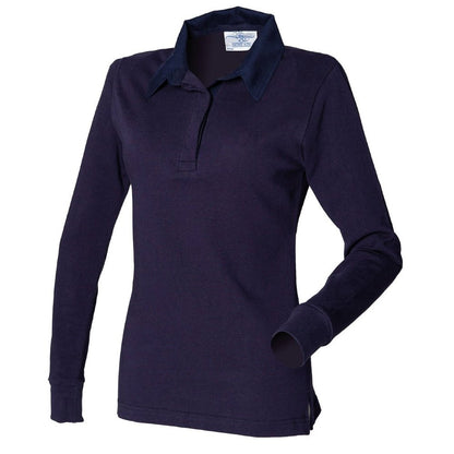 Front Row Womens Ladies Long Sleeve Plain Rugby Shirt FR101