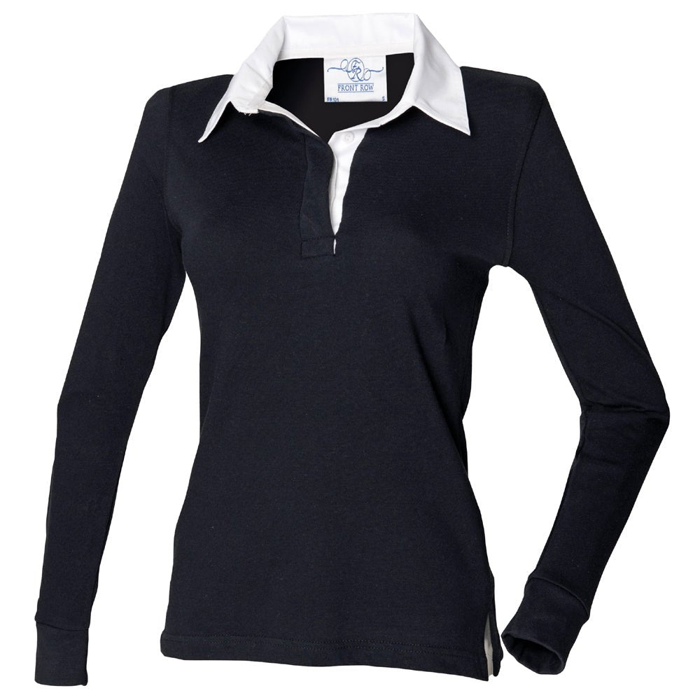 Front Row Womens Ladies Long Sleeve Plain Rugby Shirt FR101