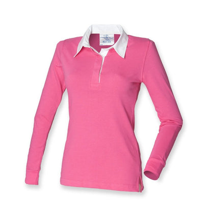 Front Row Womens Ladies Long Sleeve Plain Rugby Shirt FR101