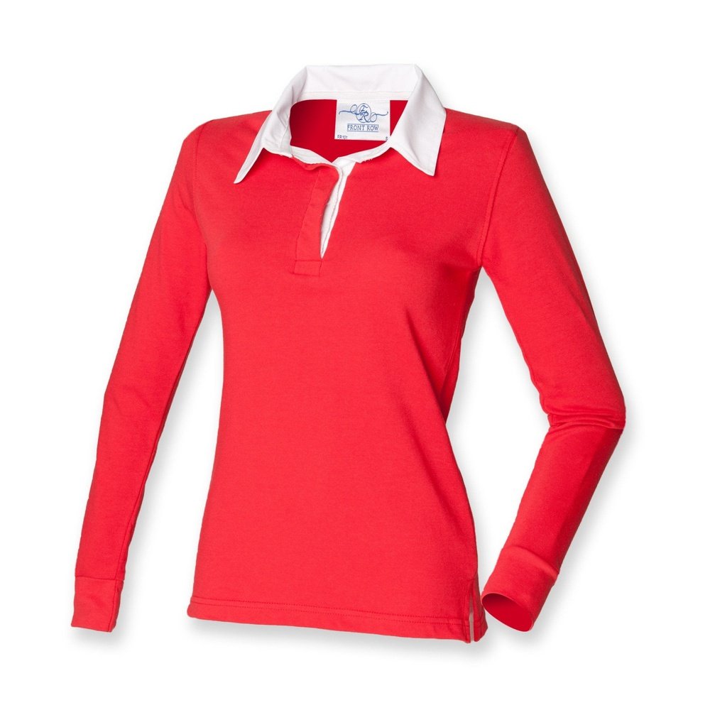 Front Row Womens Ladies Long Sleeve Plain Rugby Shirt FR101